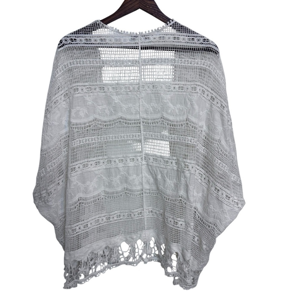 Democracy Ivory Crochet Lace Kimono Size Large - Picture 2 of 13